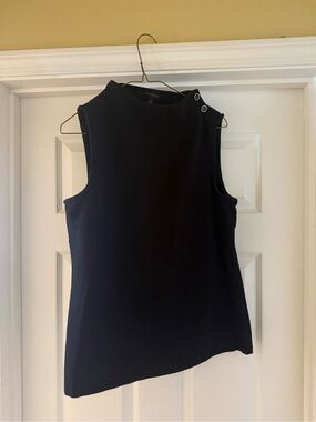 Talbots Black Sleeveless Mock Neck Tank with Snap